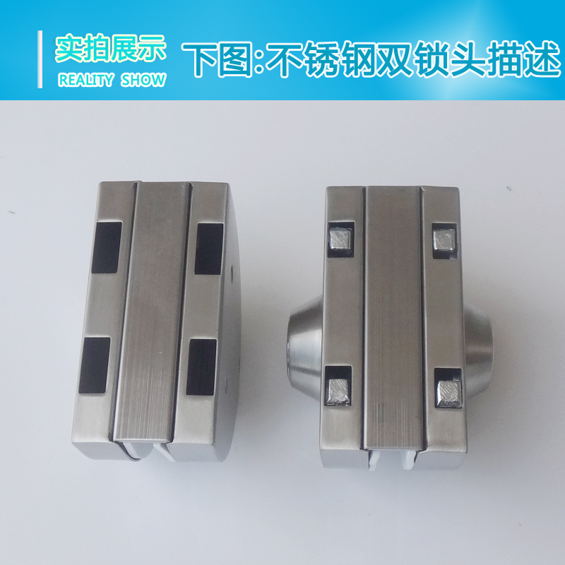 玻璃门锁 双锁头里外都用钥匙 商铺办公室大门玻璃锁双面锁