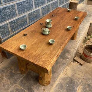 复合木板榆木门板桌旧老原木桌子实木板复古怀旧民宿吧台茶桌茶台