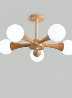 北欧灯具魔豆吊灯客厅灯卧室分子灯日式原木餐吊餐厅灯D6121