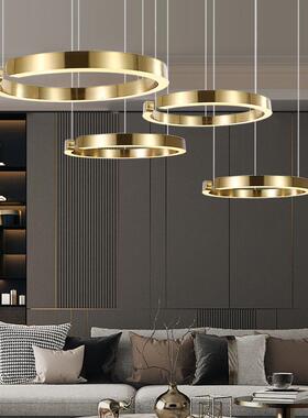 后现代轻奢简约客厅灯个性艺术圈圈LED组合C形办公室吊灯