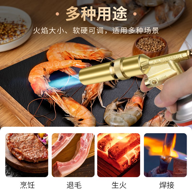 家用全铜喷火器自动点火可倒置便携式气罐喷枪烘焙烧猪毛枪头焊枪