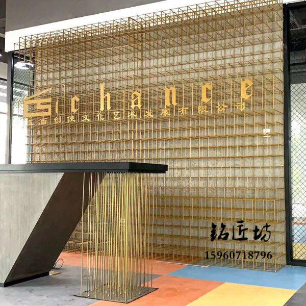 铁艺隔断墙工业风公司办公室logo镂空形象美容健身房酒吧隔断装饰