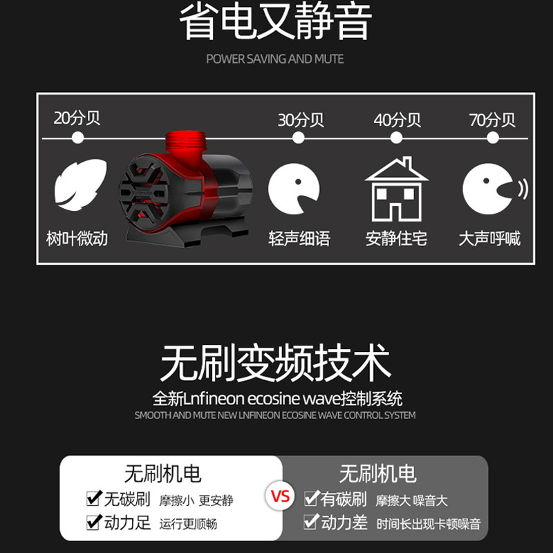 博特鱼缸小钢炮变频循环潜水泵超静音低吸抽换小型过滤器鱼池水泵