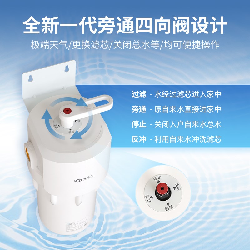【口碑热销】小鱼儿钻石铠甲旁通反冲洗大白瓶前置过滤器净水器