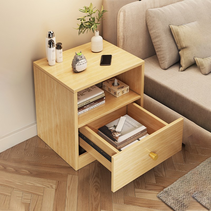 床头柜小型简约现代家用简易矮柜2024新款卧室储物柜实木纹置物架