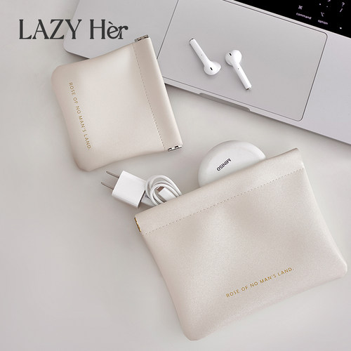 数据线收纳包自动闭合有线耳机随身袋电源充电器小迷你便携数码袋