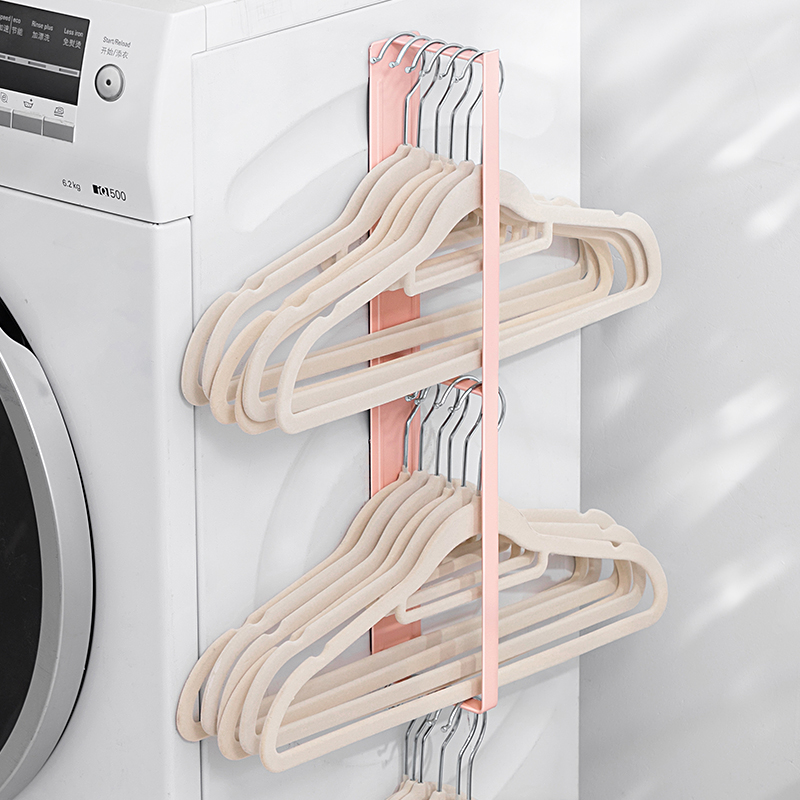 磁吸式衣架置物架阳台洗衣机旁免打孔壁挂晾衣架收纳架放衣架神器