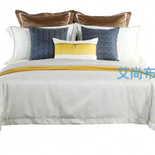 样板房新中式咖色床上用品11件套米字形纹理布售楼处家具展厅床品