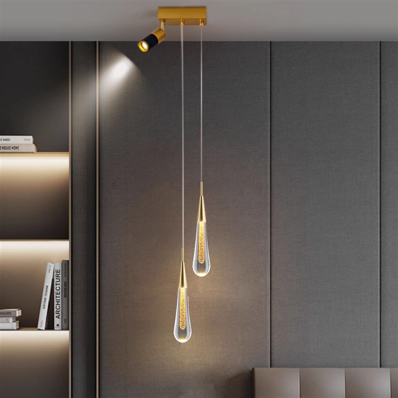 北欧简约现代卧室床头吊灯射灯轻奢水晶单头双头吧台背景墙装饰灯