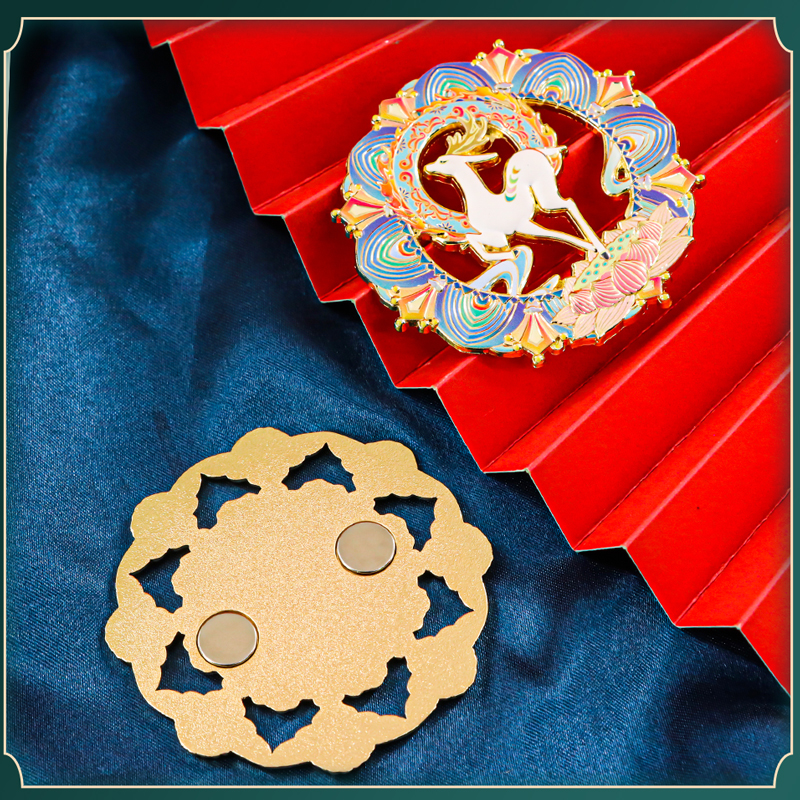 敦煌金属浮雕冰箱贴飞天九色鹿国潮文创中国风古风精致旅游纪念品