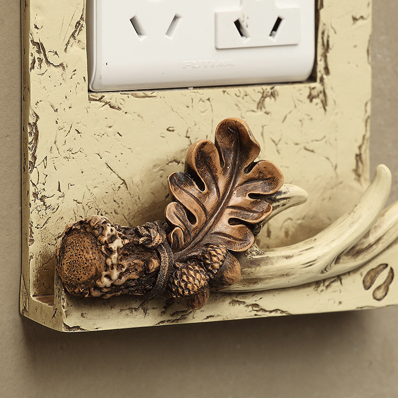 美式田园橡果复古欧式家居装饰贴墙贴插座贴树脂创意开关套包邮