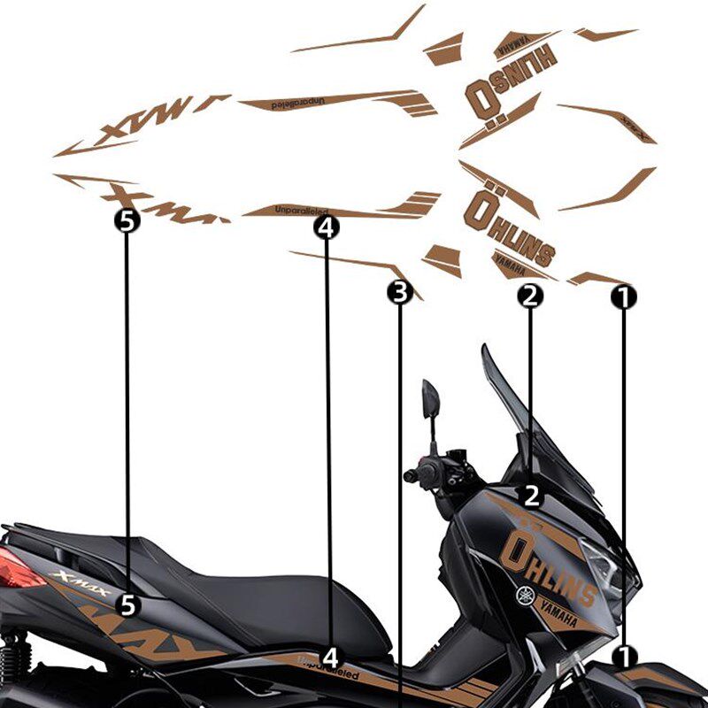 适用雅马哈XMAX300改装欧林斯全车拉花版花防水贴纸版花涂装拉花