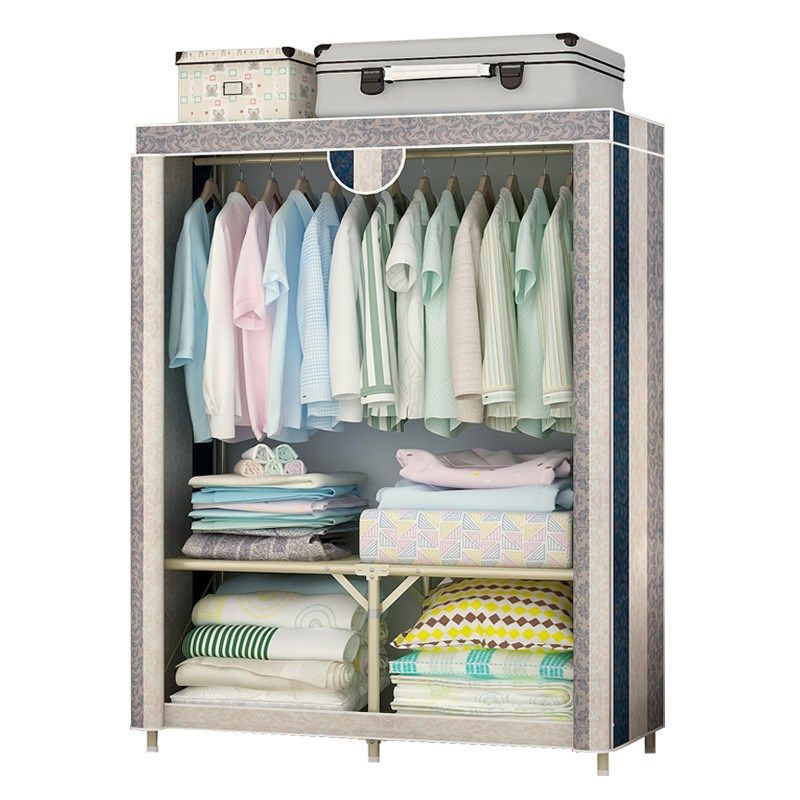 简易布衣柜免安装折叠衣柜新款单人钢架加粗加固布艺衣橱