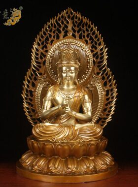 真古意 黄铜大日如来像摆件如来菩萨生肖羊猴本命佛家居供奉