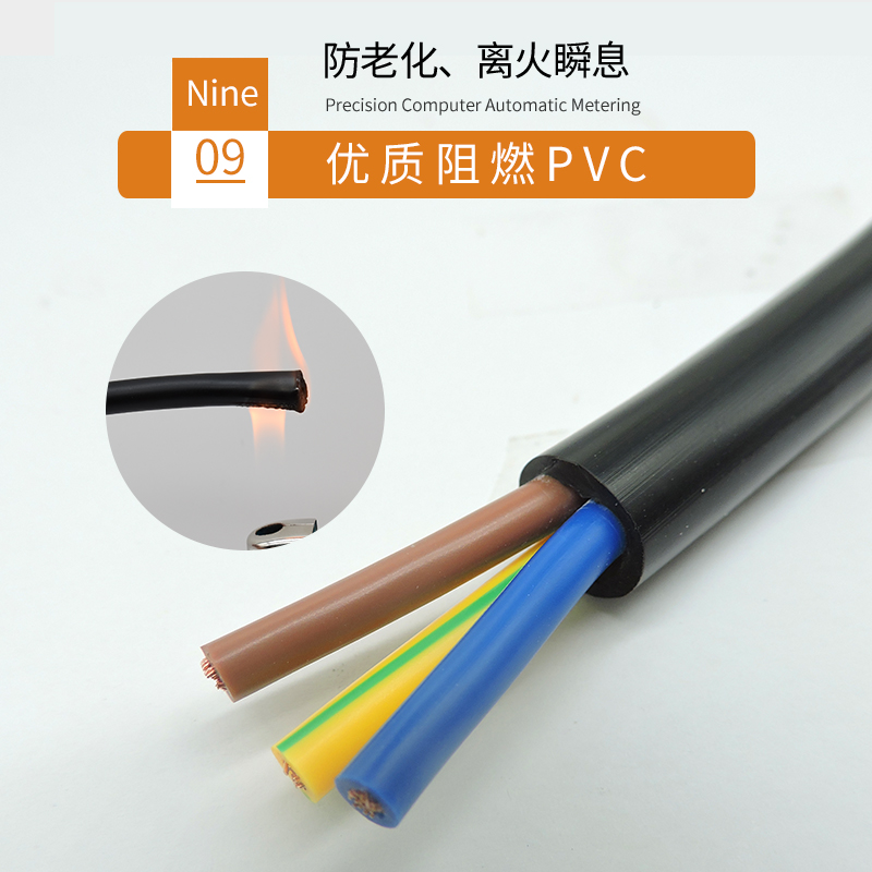 纯铜国标电缆线户外0.75 1.5 2.5 4平方RVV2 3芯软监控电源护套线