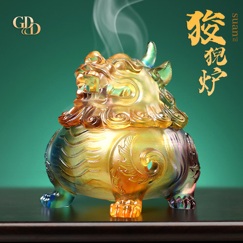 古东东琉璃招财供佛香炉摆件
