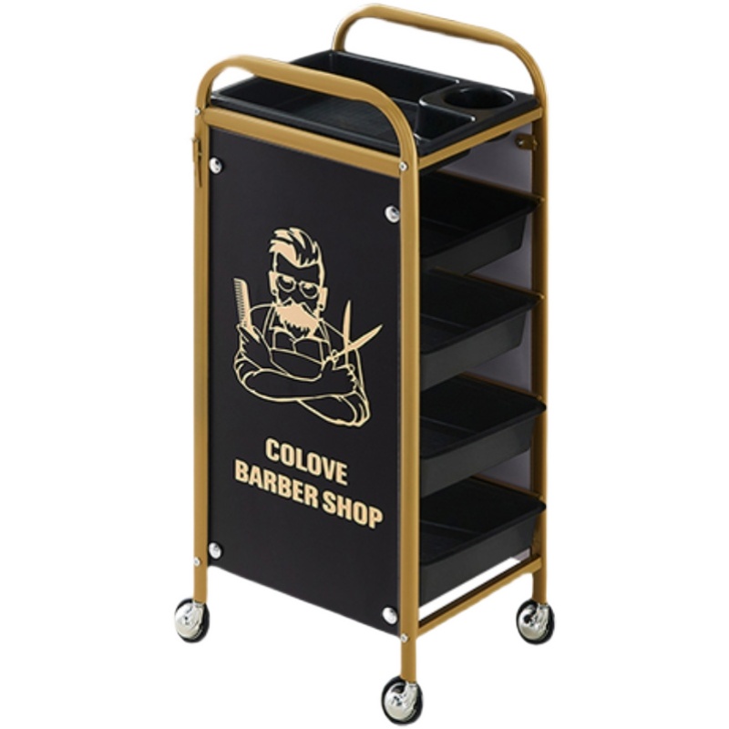 新款复古美发车发廊工具小推车理发店烫染发型师加固手推杠车