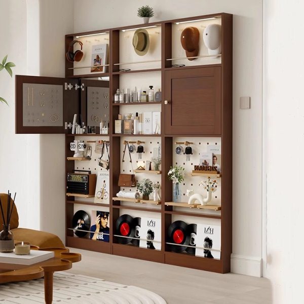 书架门后窄缝收纳落地置物架实木靠墙小户型超薄书报柜子一体靠墙