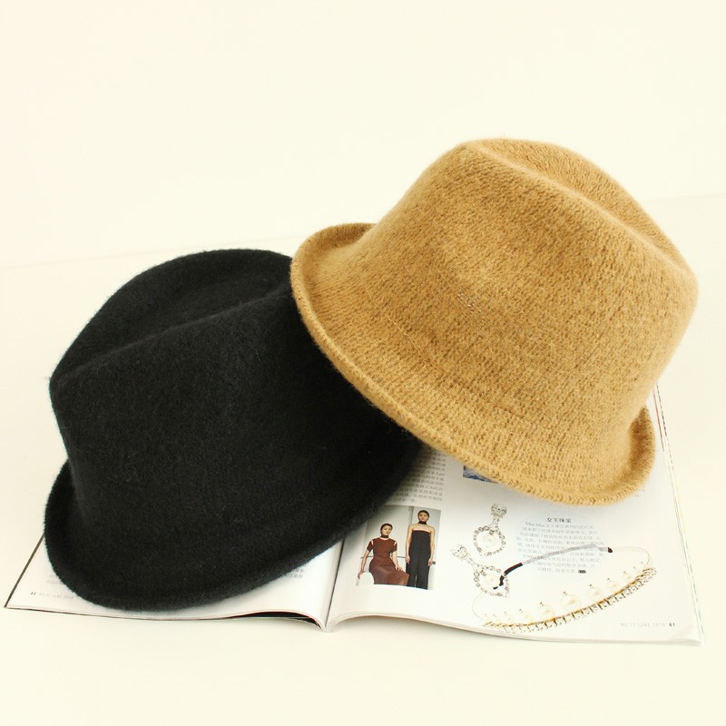 百搭羊毛a针织帽毛线帽子女冬季韩版卷边爵士帽秋冬天男士小礼帽