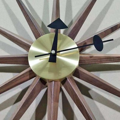 北欧经典Nelson尼尔森创意太阳挂钟I胡桃木客厅时钟餐厅卧室钟表