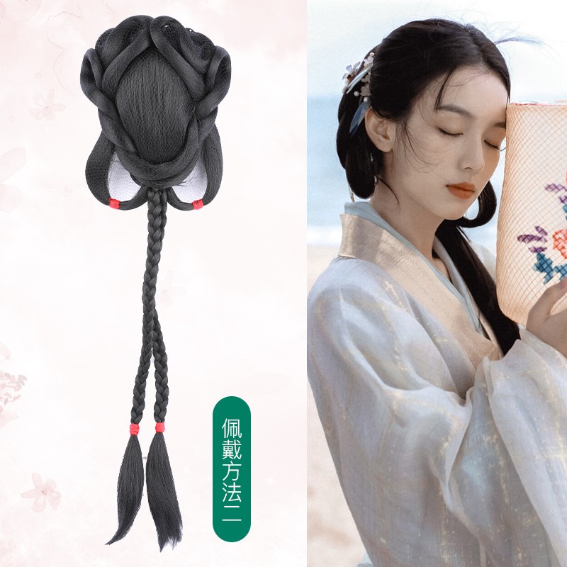 古装发箍假发e一体式软麻花垂挂新手日常懒人发包明制简约周也同