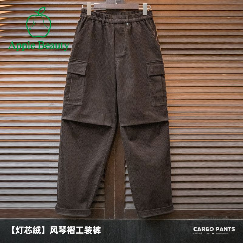 工装美式复古灯芯绒风琴褶休闲裤