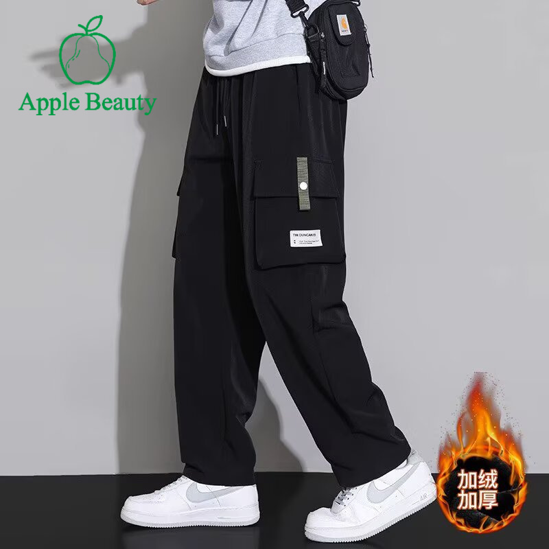 多口袋工装裤男款潮牌宽松加绒直
