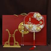 新品 团扇结婚新娘秀禾服手工婚扇中式 喜扇成品团扇9125