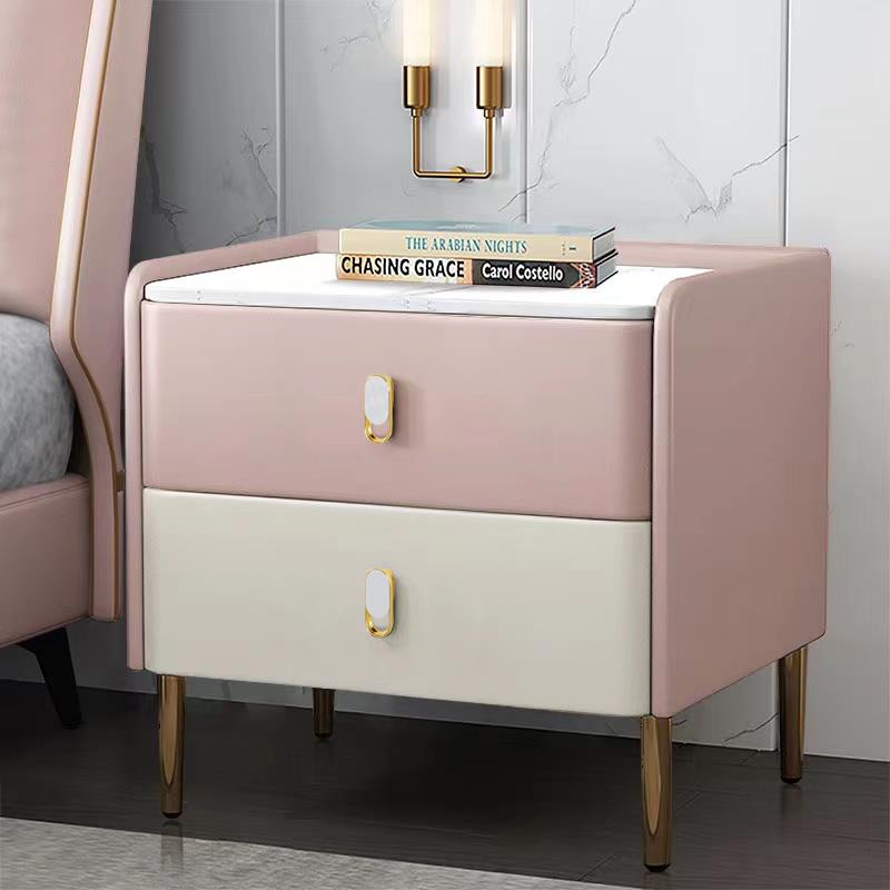 9C床头柜现代简约轻奢超窄免安装全实木皮质卧室收纳床边柜置物柜