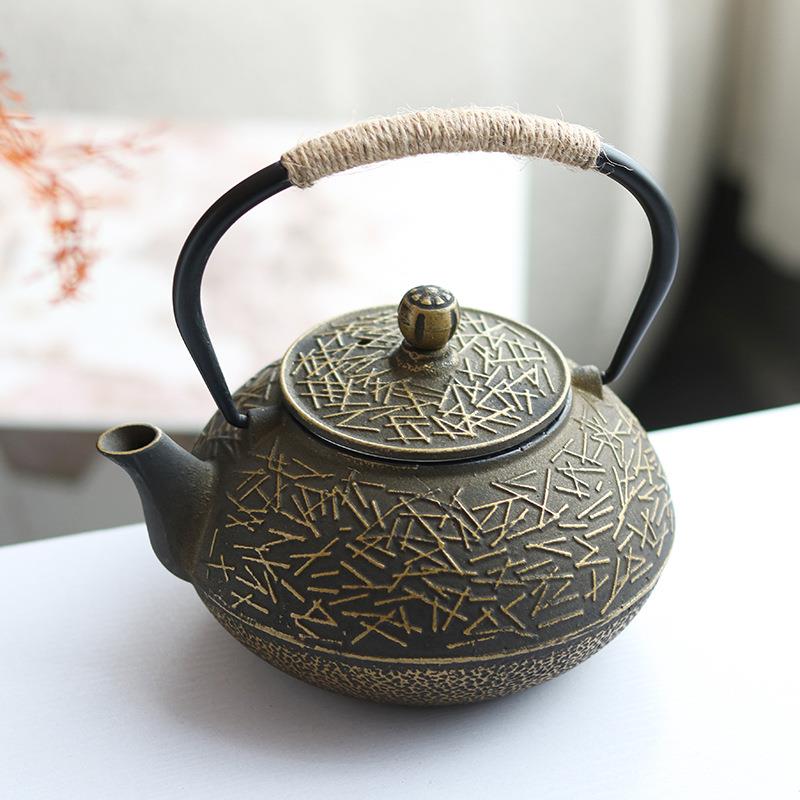 复古铸铁壶烧水壶茶壶茶杯茶具组合摆件中式茶室样板房博古架饰品