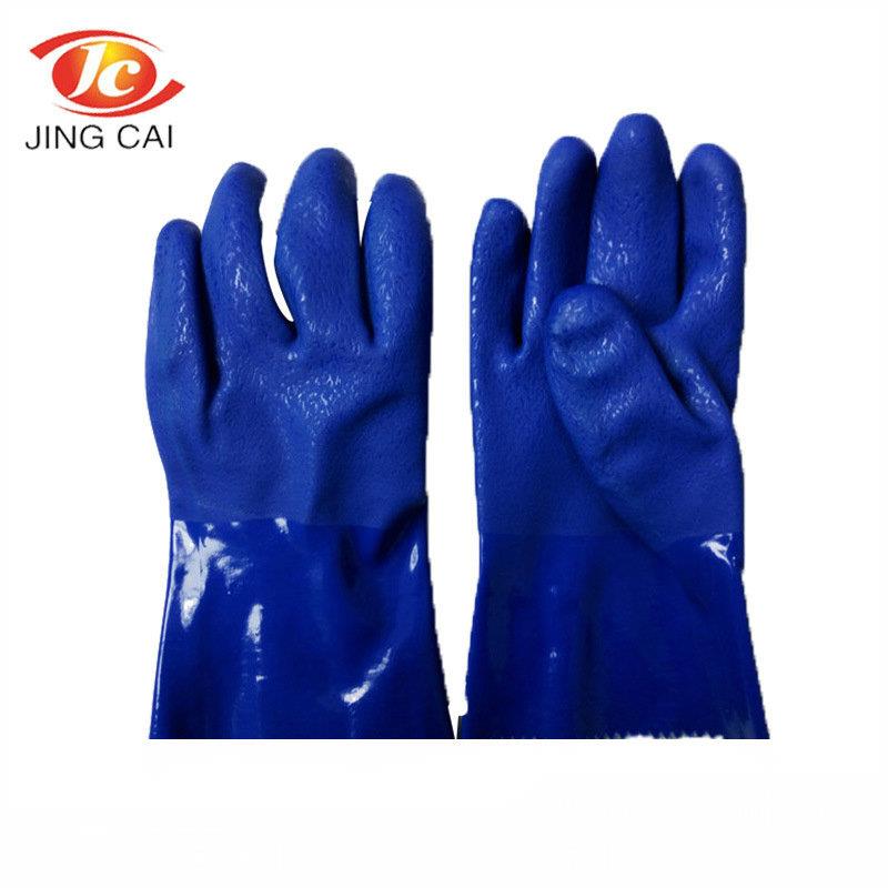 PVC磨砂手套PVC防护手套供应工业用劳保手套400mm手套