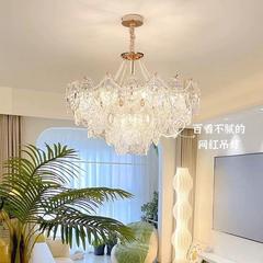 w%法式奶油风吊灯轻奢水晶玻璃珍珠网红创意现代简约大气客厅卧室
