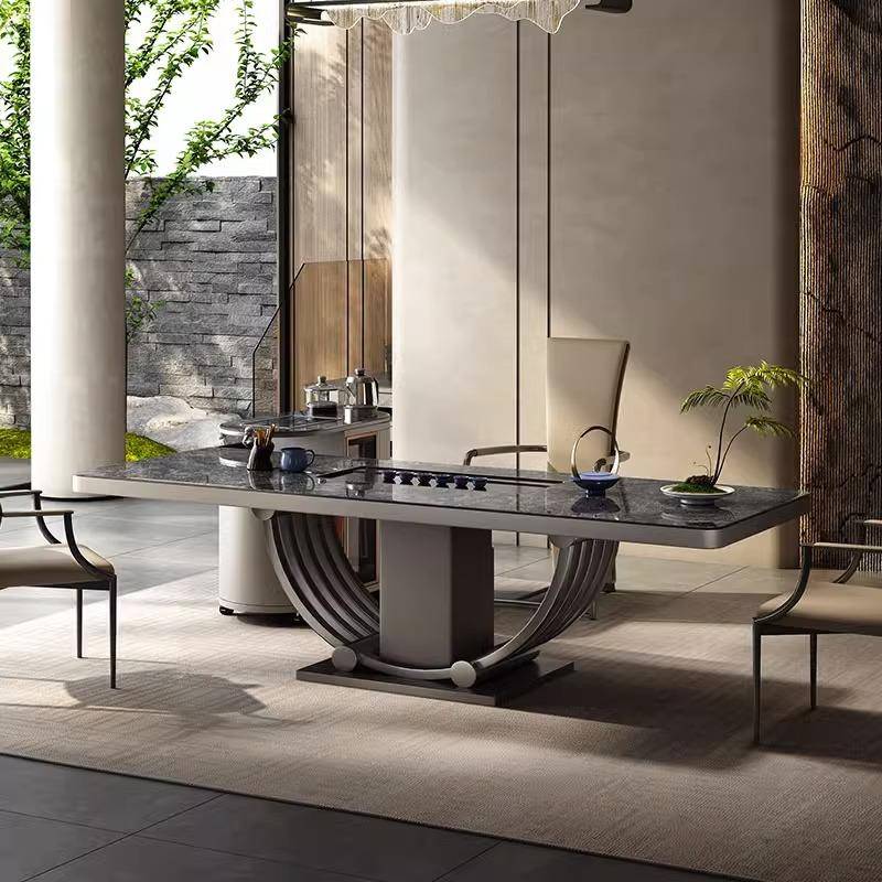 现代茶台岩板茶桌椅轻奢设计师家用办公室茶桌极简意式简约泡茶桌
