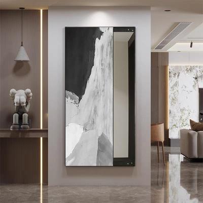 7W简约镜子玄关隐藏式推拉穿衣镜全身镜现代装饰画暗藏式试衣