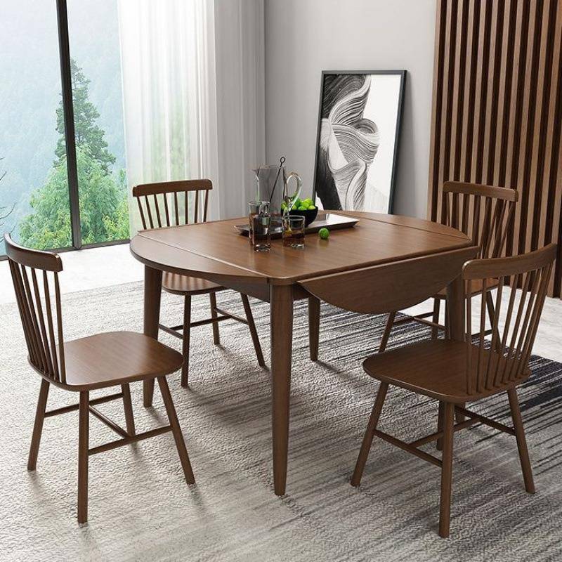 方桌变圆桌实木折叠餐桌圆形小户型餐桌椅家用方形多功能伸缩桌子