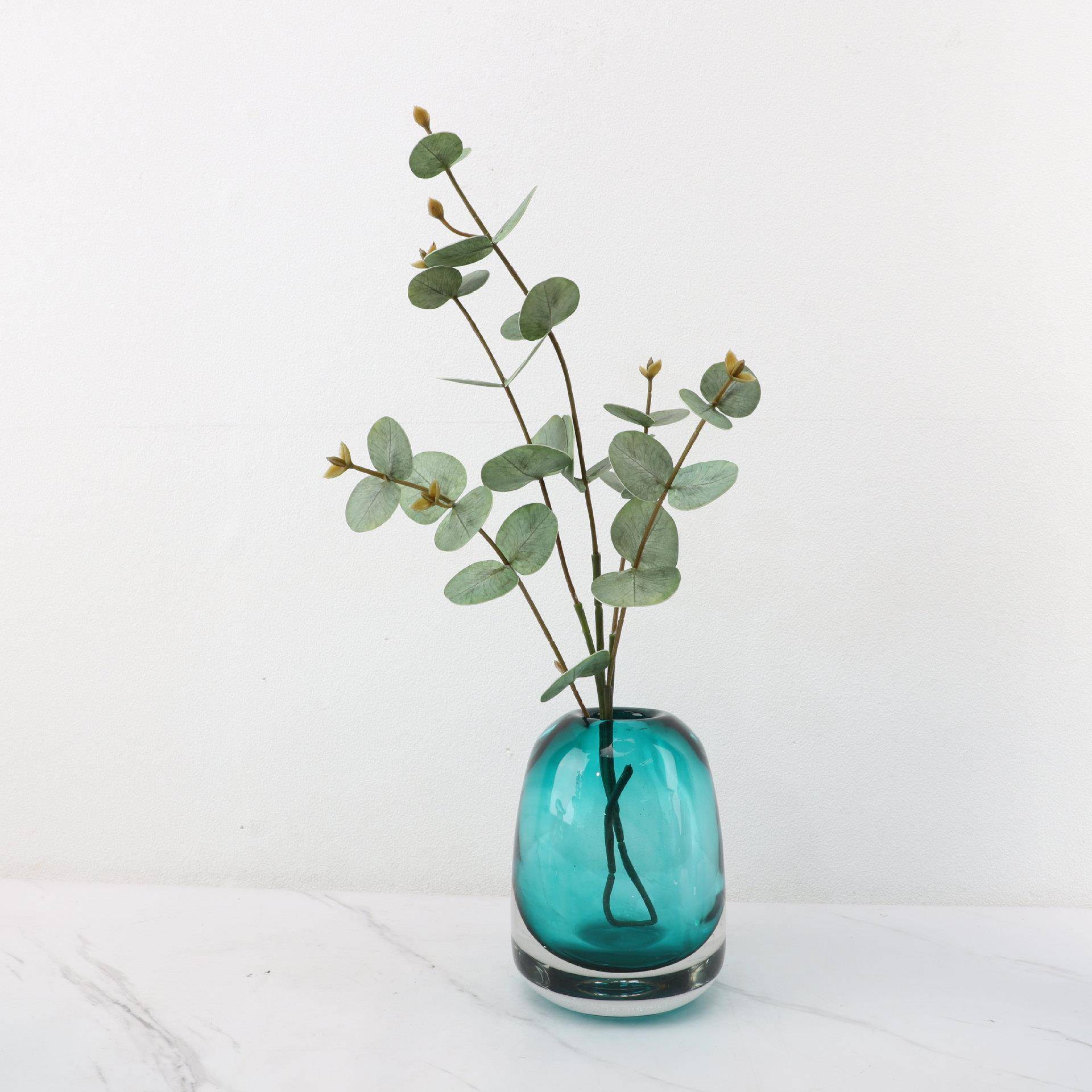 欧式创意蓝色琉璃花器摆件卧室玄关客厅书房办公室家居装饰品花瓶