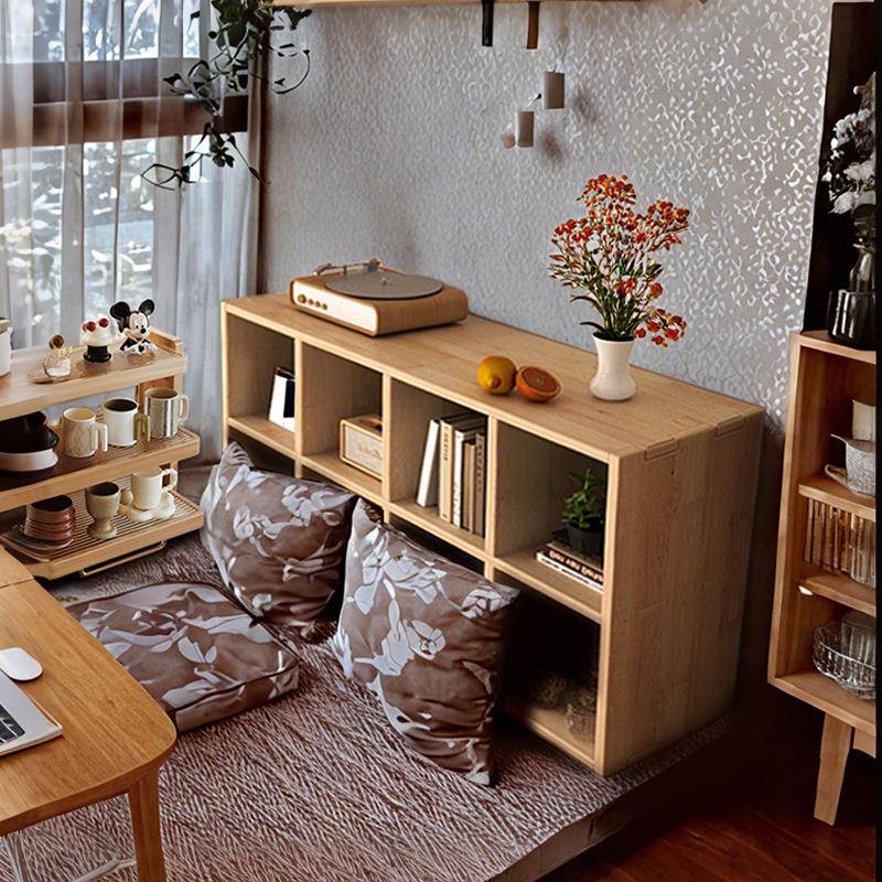 全实木书架置物架落地靠墙组合格子柜客厅松木储物收纳矮家用书柜