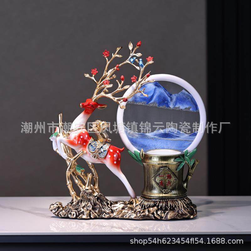 创意招财鹿摆件解压流沙画笔筒收纳摆设客厅家居办公室桌面装饰品,鲜花速递/花卉仿真/绿植园艺,割草机/草坪机,淘宝优惠券,粉丝福利购,淘宝优惠卷