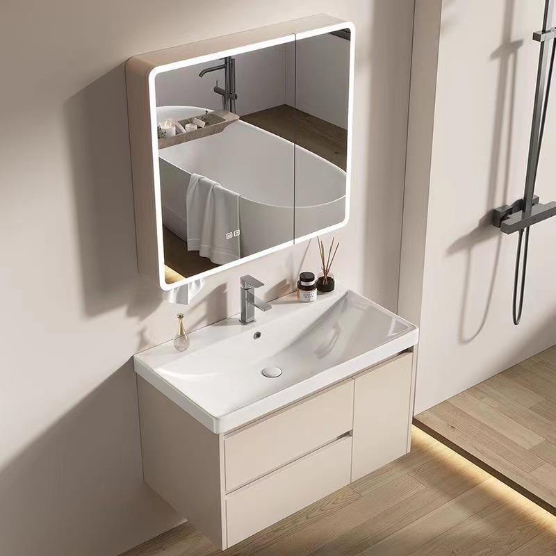 加厚蜂窝铝合金浴室柜大口径陶瓷一体盆卫生间加深水槽洗手台组合