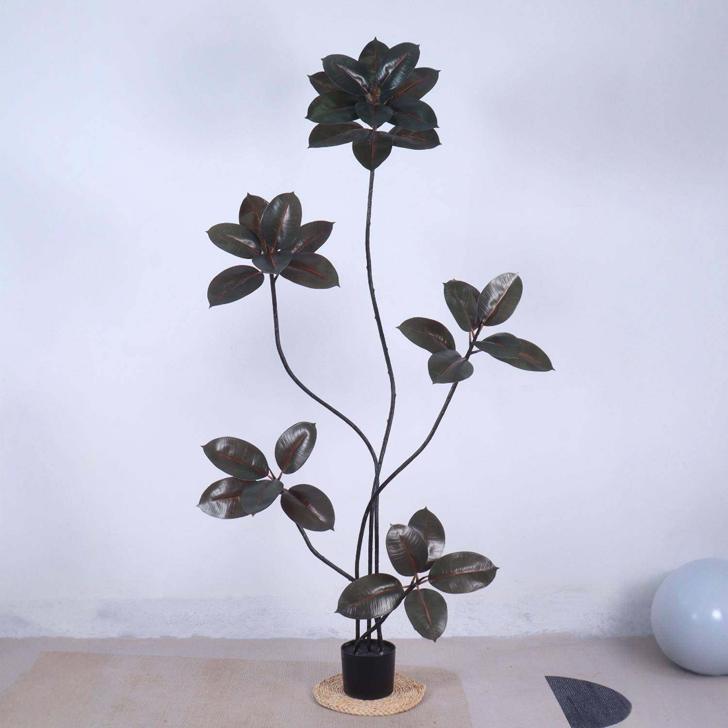 仿真绿植摆件盆栽黑金刚橡皮树室内沙发旁假植物仿生客厅落地摆件