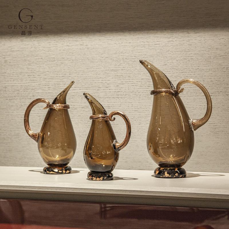 晶淳欧式复古个性插花水培鲜花绿植玻璃花瓶桌面装饰摆件软装