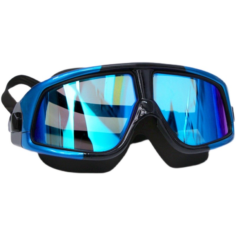 新款大框电镀透明成人近视防水防雾泳镜男女平光游泳眼镜护目