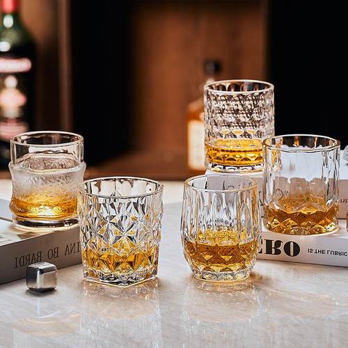 创意复古威士忌酒杯洋酒杯套装家用水杯玻璃杯啤酒杯酒吧调酒