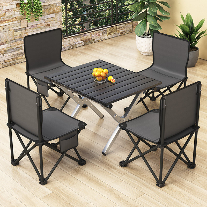 户外折叠桌蛋卷桌露营用品便捷式野餐桌椅套装组合铝合金烧烤桌椅
