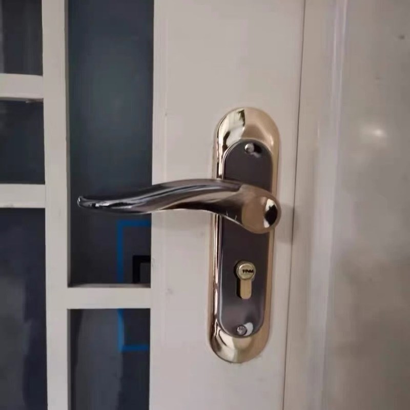 卧室室内门锁家用黑色静音门把手简约木门老式房门锁具通用型换锁