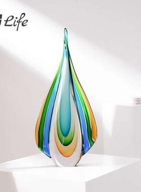 现代轻奢混彩f琉璃水滴摆件客厅样板间酒店博古架桌面艺术装饰送
