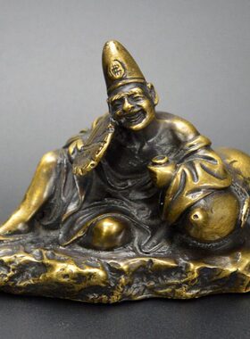 铜面济公黄铜客厅办公室桌摆件家居饰品书房摆设创意生日礼物济公