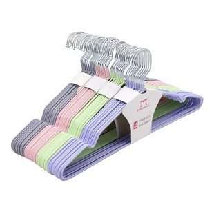 一件代发梅峰浸胶衣架成人加粗防滑凹槽干湿两用晾晒衣架.10支/把