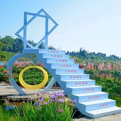 楼梯拍照云美陈摄影装景区户外梯天梯打卡背景浪漫置婚庆公园网红