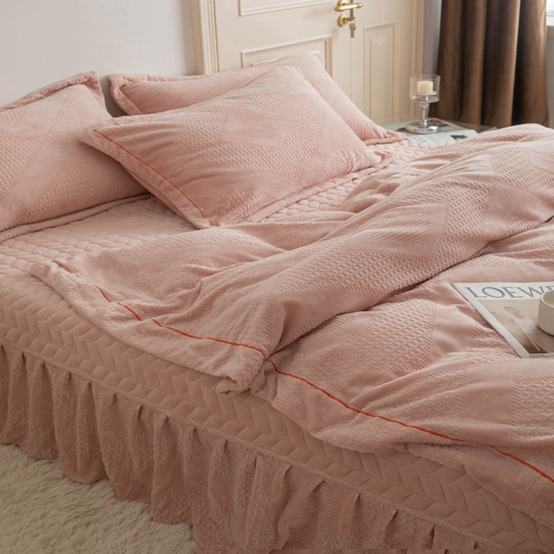 加厚牛奶绒四f件套冬季冬款珊瑚绒床单被套床盖款法兰绒面床上用